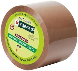YAJNAS BOPP Self-Adhesive High-Strength (Brown Tape) – 72 mm (3 Inch) x 65 Meters, Pack of 1 | Strong Cello Tape Rolls for Carton Sealing, E-commerce Packaging, Home & Office Use