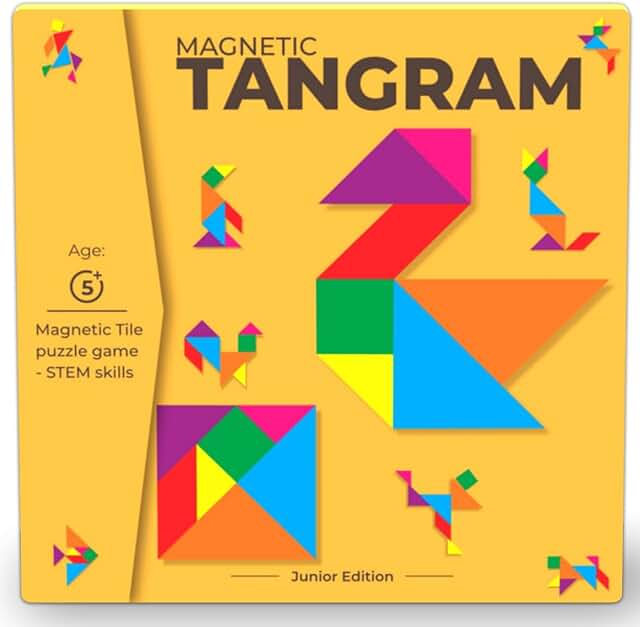 Pelikas Toyz Magnetic Tangram Puzzle for Kids 5 Years+ – Travel Logic Game & Brain Teaser Toy, Ideal Birthday Return Gift for Boys & Girls, Educational STEM Activity Book (Compact & Portable)