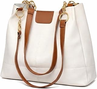 Galaxy Fashion Point Stylish Creme & Brown Women Handbag | Premium PU Leather Tote Bag for Ladies | Large Capacity Shoulder Bag for Office, College, Party & Daily Use