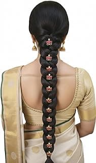 Lotus U Pin Hair Accessory for Women | Kundan Stone Floral Hair Pin | Gold Finish Traditional Hair Jewellery(Pack of 5)