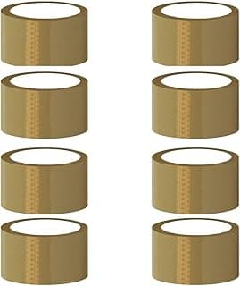 ZOHRA® Pack Of 8 Per Pack Self Adhesive Brown Packing Cello Tape - 65 Meters in Length - 48mm Width, BOPP Industrial Packaging Tape for E-Commerce Box Packing