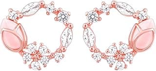 925 Sterling Silver Rose Gold Pink Drop Wreath Studs | Gift for Girlfriend Wife Women & Girls | With Certificate of Authenticity and 925 Stamp | 6 Month Warranty*