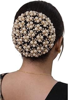 Bridal Pearl Bun Cover for Women | Premium Gold-Tone Pearl Studded Hair Bun Juda Net for Wedding, Party & Traditional Hairstyle