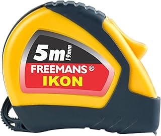 FREEMANS IKON 5m:19mm Steel Inchi Measuring Tape - 5m (Yellow & Black) With Unbreakable ABS case || Soft Grip Bi-material Case || Auto-lock and Belt Clip