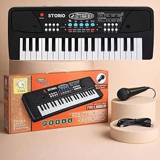 Storio Kids Piano Keyboard with Mic | 37 Keys, 8 Rhythms, 8 Tones & 6 Demo Songs | Electronic Musical Toy for Boys & Girls Age 2-5 | Educational & Recording Keyboard for Beginners
