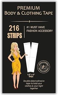 SNMMIFER Invisible Double-Sided Lingerie Tape for Body & Clothing, 216 Strips, Hypoallergenic, Waterproof, 1.27 x 7.62 cm Fashion Strips