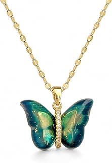Butterfly Pendant Necklace for Women & Girls Stylish Golden Necklace | Neck Chain | Locket | Modern Design | Birthday & Special Occassion Gift Aesthetic Jewellery Accessories anti tarnish