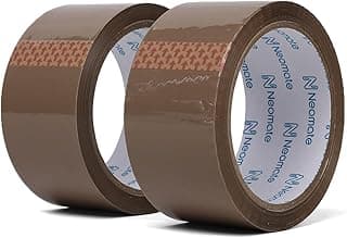 Neomate Low Noise Brown BOPP Packaging Tape | 48mm x 50m, Pack of 2 |Heavy-Duty Durable Tan Tape for Packaging, DIY
