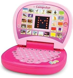 Gooyo GY-2020A Educational Learning Laptop Toy with LED Display and Musical Effects | Play & Learn with Fun | Indoor Toy for Kids | Educational Toy | Pink | 3xAA Battery (Not Included)