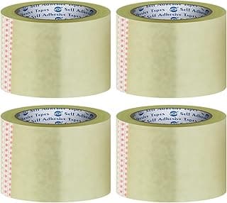 VCR Self Adhesive Transparent Cello Tape - 65 Meters in Length - 72mm / 3" Width - 4 Rolls Per Pack - BOPP Industrial Packaging Tape for E-Commerce Box Packing, Office and Home use