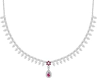925 Silver Silver Pink Flower Drop Necklace | Gifts for Girlfriend,Pendant to Gift Women & Girls | With Certificate of Authenticity and 925 Stamp | 6 Months Warranty*