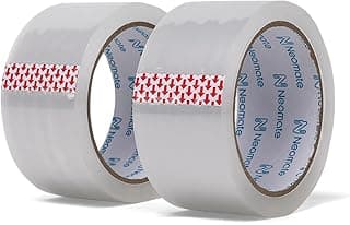 Neomate Low Noise Clear BOPP Packaging Tape | 48mm x 50m, Pack of 2 | Heavy-Duty Transparent Tape for Packaging, Decorating, DIY Projects