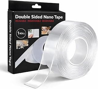 Nano Double Sided Tape | Heavy Duty Reusable Washable Traceless Adhesive Gel (2mm Thick, 24mm Wide) | Strong Multipurpose Mounting Tape for LED Lights, Hooks, Frames & Home Use (3 METERS)