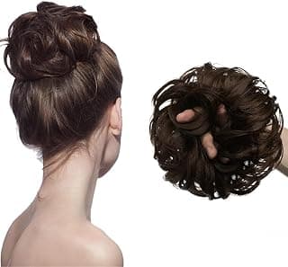 TEMPERIA Hair Accessories For Women Stylish - Juda Hair Buns - Messy Bun Hair Extension - Artificial Fake Donuts Maker Scrunchies - With Elastic Rubber band - Natural Brown - 1 Pc - (25GR)