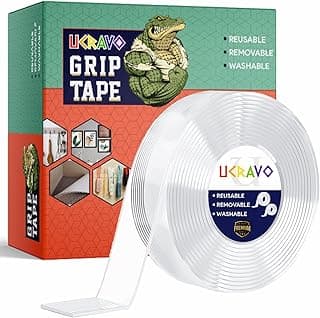 UCRAVO Double Sided Tape Heavy Duty - Multipurpose Removable Traceless Mounting Adhesive Tape for Walls，Washable Reusable Strong Sticky Strips Grip Tape
