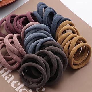 Elina Dark Colors Ponytail Holders Hair Ties Rubber Bands for School Girls, Women Cotton Soft for Thick Elastic Scrunchie Non-slip Stretchable Head Elastic (Pack of 30)