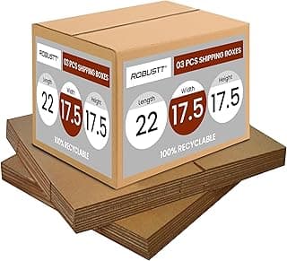 Robustt 5 Ply 22"X17.5"X17.5" Cardboard Boxes for Packaging (Pack of 3) | Brown Corrugated Box for Packing | Shipping | Home Shifting | Parcel | Courier Packing box | Large Carton Box