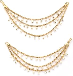 Indian Traditional Bewitching 18k Gold Plated Brass with Bahubali Inspired Multi Layer Ball Chain Long Earring Jewellery for Women & Girls