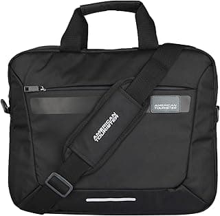 American Tourister Unisex Amt Rexton 01 Black Lightweight Laptop Messenger Bag with Multiple Organizer (Black)