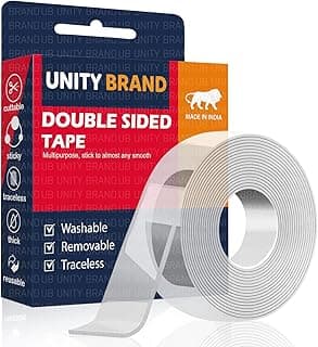 UB Unity Brand Multipurpose Double Sided Tape Heavy Duty - Adhesive Silicone Tape, Heat Resistant, Multi-Functional, Removable, Washable, Reusable Anti-Slip Gel Nano Grip Tape- 3 Meter