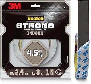 Scotch 3M Double Sided Tape (1m holds 4.5Kgs) for indoor hanging applications (Photo frames, Mirrors, Key Holders, Extension Boards, Wall decoration, etc)(L: 3m, W: 24mm)