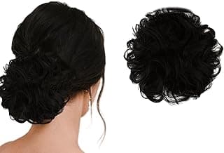 TEMPERIA Hair Accessories For Women Stylish - Juda Hair Buns for Women - Messy Bun Hair Extension - Artificial Fake Hair Donuts Bun Maker Scrunchies - With Elastic Rubber band - Black - Pack of 1