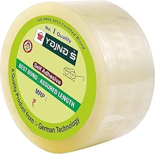 YAJNAS 72mm/ 3 Inch x 50 Meters, Pack of 1, BOPP Packaging Clear Tape (Transparent) cello Tape Rolls | E-commerce Packaging for Home, Office & Box