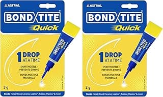 Bondtite Quick Instant Adhesive 3 GM | Pack of 2 | Multi-Material Glue with Smart Nozzle | Clear Drying | Non-Staining | One-Drop Precision for DIY, Craft & Household Fixes