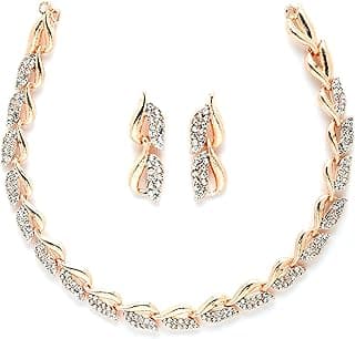 Women American Diamond Studded Intrcately Designed Leaf Shaped Necklace With Earring Jewellery Set For Women and Girl