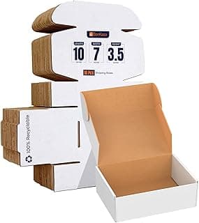 BonKaso 3 Ply White Flap Corrugated Boxes for Packaging | 10"x7"x3.5" (Pack of 10) | Cardboard Packing Boxes for Shipping, Moving & Storage | Carton Boxes for Courier & Goods Transportation.