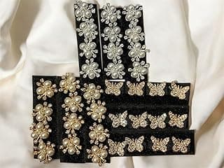 Luxury Pearl & Rhinestone Hair Clips Pack Of 3 | Bridal Hair Accessories | Crystal Butterfly & Flower Hair Pins | Fancy Hairr Clips for Women & Girls | Party & Wedding Hair Jewellery