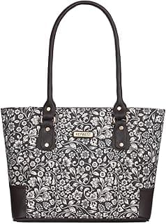 Women's Jute Print Office Bag | Stylish Bags for Office Use | Laptop Bag 15.6 inch | Stylish Tote for Office Use | Purse for Women | Vegan Leather Handbag | Daily & Travel Use