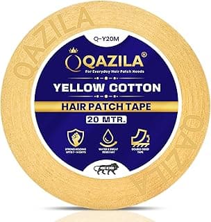 Qazila Yellow Cotton Hair Patch Tape | Strong Hold 7-14 Days (20-30 Days with Glue) | Water & Sweat Resistant | Skin-Friendly | Easy to Apply & Remove | For Monofilament Patches (1 Inch x 20 Meters)