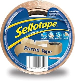 Sellotape Parcel Tape, Brown Tape for Packing, High-Strength Packaging Tape for Professional & Office Use, Packing Tape for Heavy Loads, DIY, 48mmx50m