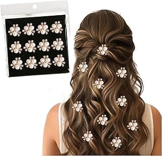 INFRAME Hair Clip (Pack Of 12 Pieces) Stick On Rose Gold Flower Hair Pin Accessories for hair decoration. Stylish Hair Accessories for Women & Girls, Bridal & Party Hair Clips