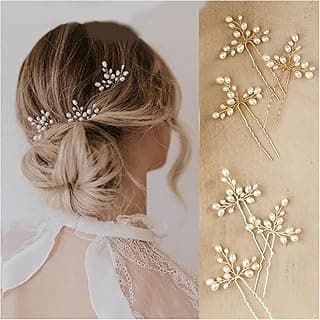 Inframe Diamond Pearl Hair Pins for Women & Girls (Set of 6) | Bridal Juda Bun Pins for Wedding, Party & Festive Hair Styling | Fancy Juda Accessories for Long Hair (Golden White)