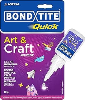 Bondtite Quick Art & Craft Glue, 10g | High-Viscosity, Non-Drip Adhesive | Clear Finish, Repositionable Glue for DIY Craft Projects, Home & School Use