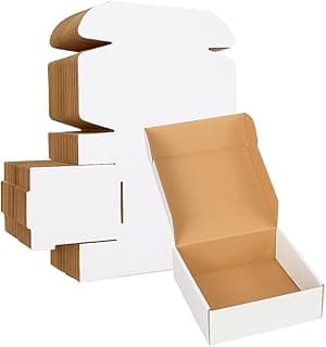 BonKaso 3 Ply White Flap Corrugated Boxes for Packaging | 4"x4"x1.5" (Pack of 25) | Cardboard Packing Box for Shipping, Moving & Storage | Cartons for Courier & Goods Transportation.