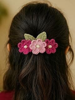 Sunflower Hair Band Crochet Clip Accessories Floral Hair Tie For Women Girls (LittleFlower_Clip)