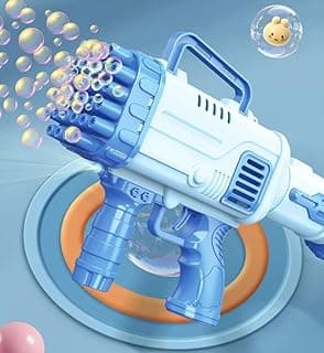 VGRASSP 32 Holes Bubble Maker Gatling Bubble Gun Machine Toy for Kids with Bubble Solution Indoor and Outdoor Toddlers Bubble Launcher Machine for Girls and Boys - Multicolor (Color As Per Stock)