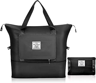 Nylon 41 Liter Expandable Travel Bags for Women, Duffle Bags for Women Luggage, Foldable Vanity Traveling Bag, Waterproof Hand Bag for Ladies Personal Items (BLACK)