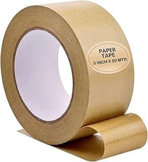 AIPL Brown Kraft Paper Tape 2 Inches x 50 Meter Writable Non-Coated Surface for Sealing and Packaging Use Eco-Friendly and Recyclable Easy-to-Tear (Non-Printed)