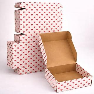 3 Ply Love & Luxe Heart | 4×4×1.5 Inch Multicoloured Gloss Laminated Printed | Small Packaging Box for E-commerce, Chocolates, Gifts & Jewellery | Brown Box | (Pack of 25)
