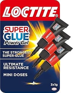 Loctite Mini Trio Power Gel Super Glue for Repairs - All Purpose Adhesive Compatible With China, Rubber, Wood, Metal, Plastic - Clear, Transparent Gel Formula With Anti-Clog Cap - 3 x 1g