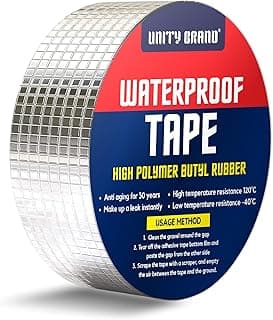 UB Unity Brand Super Strong Adhesive Waterproof tape Permanent Repair Roof Water Leakage Solution Rubber Foil Suitable for Roof Leak, surface Crack, Window Sill Gap, Boat Sealing, Tank Leak (5CM*5M)