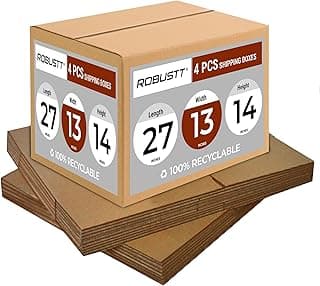 Robustt 5 Ply 27"X13"X14" Cardboard Boxes for Packaging (Pack of 4) | Brown Corrugated Box for Packing | Shipping | Home Shifting | Parcel | Courier Packing box | Large Carton Box