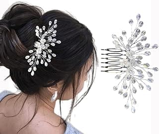TEMPERIA Hair Accessories For Women's & Girls - Stylish Artificial Flowers & Crystal Pearls Bun Juda Bridal Brooch for Hairstyle & Decoration - Pins & Clips for Style of Bride (DN108) (White & Silver)