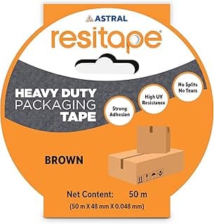 Astral Resitape BOPP Brown Tape | 50 mtr x 48 mm x 0.048 mm | Packaging Tape | Excellent Grip & Adhesion | High Strength & Durability | Suitable For Heavy Load, DIY