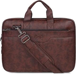 RIONTO Prime Vegan Leather Laptop Bags for Men Office Use | Upto 15.6 inch | Expandable Bottom | Mobile & Pen Compartment with Multiple Organizers | Professional Office Bag for Man & Women - Tan