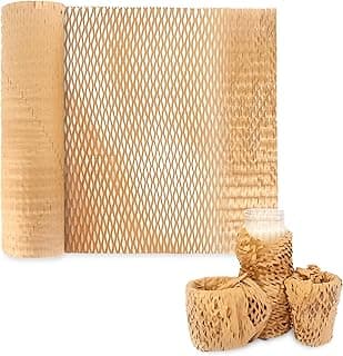 GLUN® Honeycomb Paper Bubble Wrap Roll 10 Meter x 15 Inch – Eco-Friendly Cushioning Paper Roll for Packing, Shipping & Moving, Strong Kraft Paper Protective Packaging Material (Pack of 1)